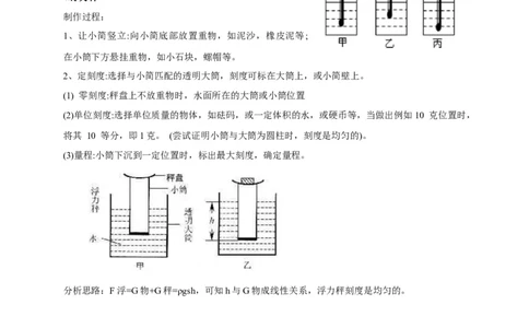专题7物体浮沉条件浮力应用：浮力秤密度计（解析版）_8、物理总复习_2024年中考复习资料_二轮复习_2024年中考物理二轮专项复习核心考点讲解与必刷题型汇编