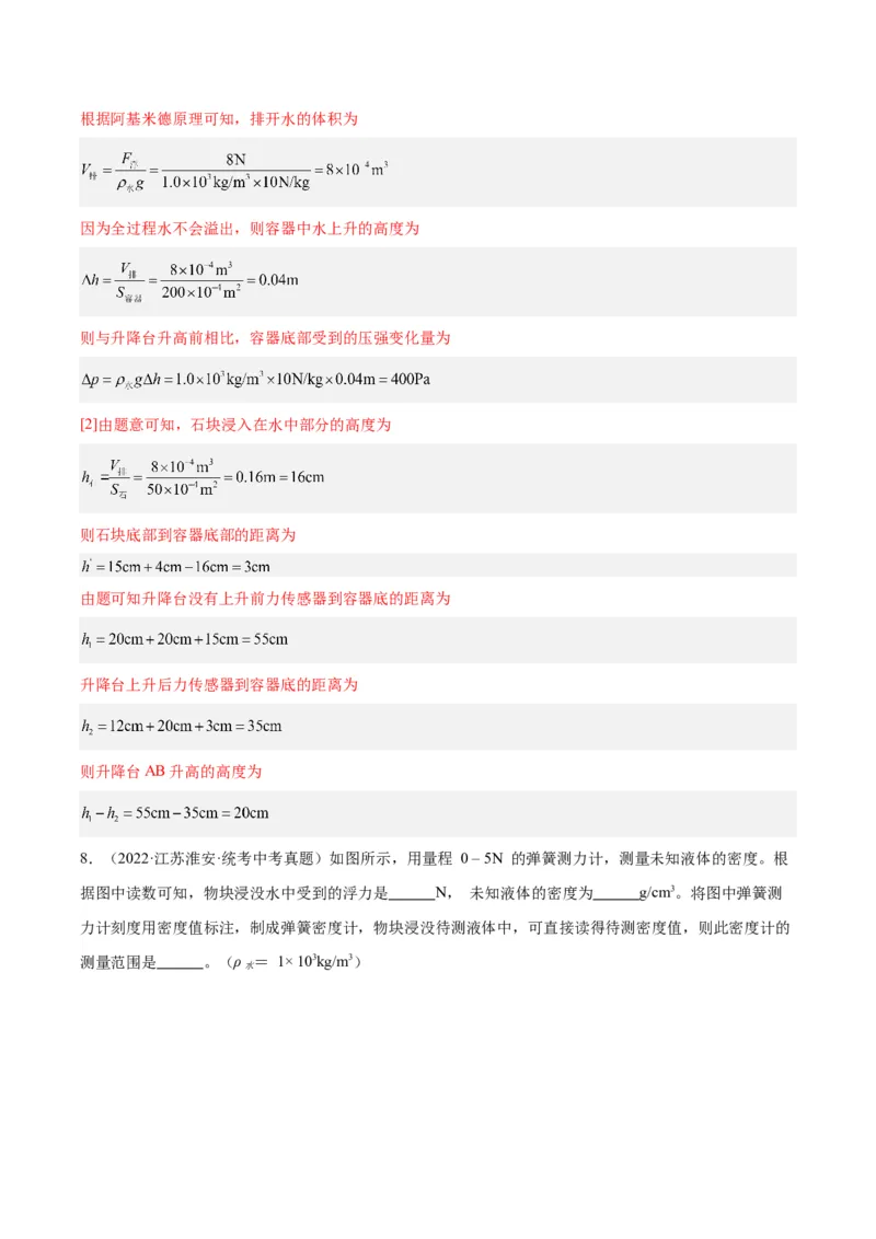 专题14浮力的四种计算方法（解析版）_8、物理总复习_8.中考物理总复习_2024年中考复习资料_一轮复习资料_完备战2024年中考物理一轮复习讲义练习（全国通用）_教师版（含答案解析）
