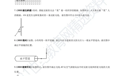 专题24光学做图重点问题（原卷版）_8、物理总复习_8.中考物理总复习_2023年中考复习资料_专项复习_2023年用小微专题精准练助力中考物理四点问题大突破
