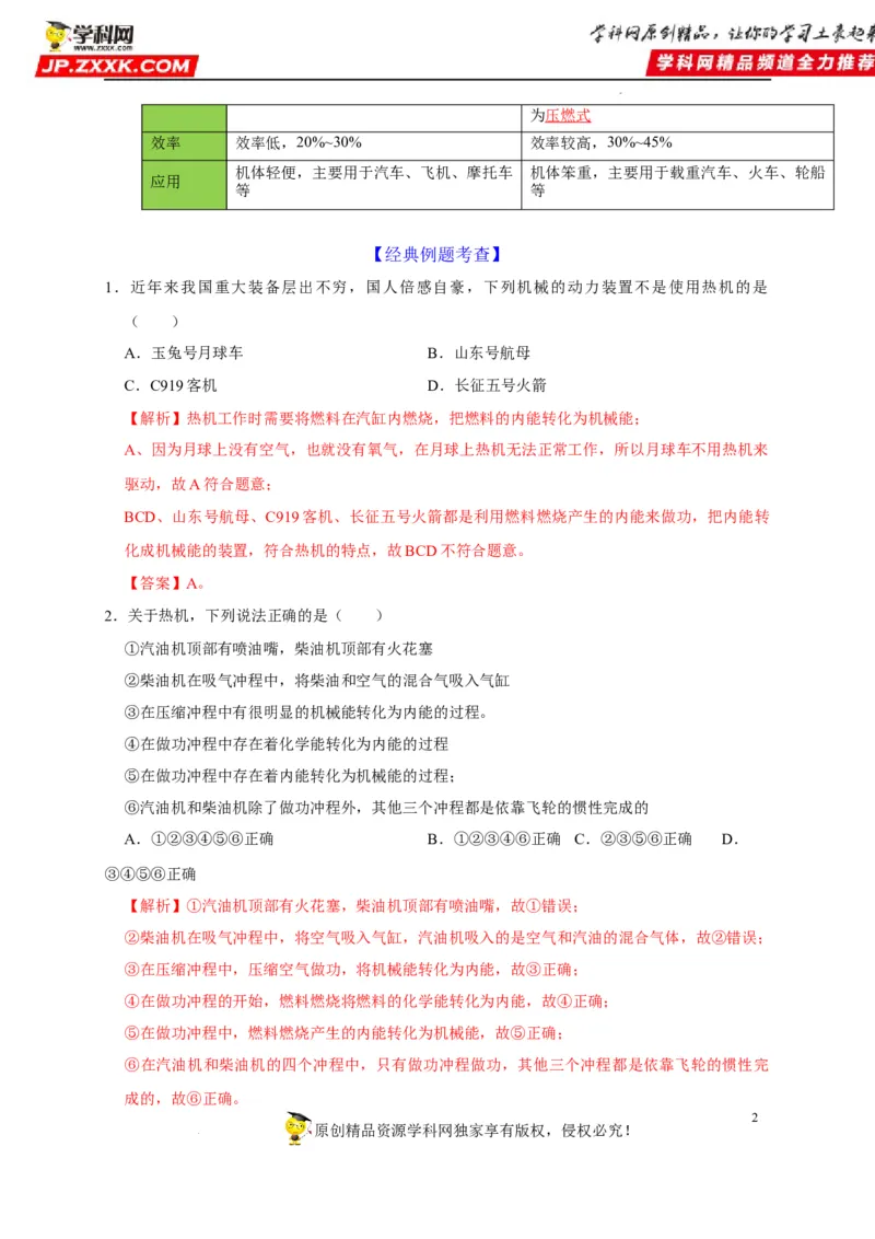 第14章内能的利用（解析版）_8、物理总复习_8.中考物理总复习_2022年中考复习资料_2022年中考物理一轮复习知识点梳理与针对性分层训练（人教版）265897621