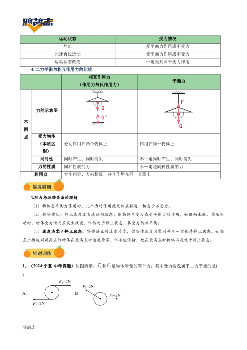 专题09运动和力（讲义）（解析版）_8、物理总复习_《2025年中考复习讲义》物理