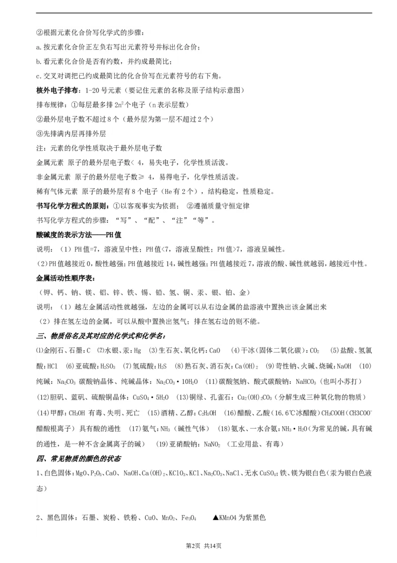 初中化学中考复习知识点总结_《初中全科目知识点汇总》_初中化学知识点汇总