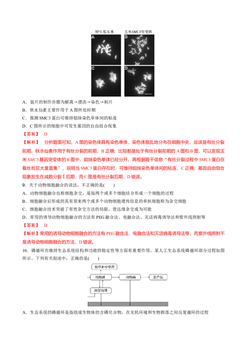黄金卷07（解析版）-赢在高考&middot;黄金8卷备战2024年高考生物模拟卷（福建专用）_2024年新高考资料_4.2024高考模拟预测试卷