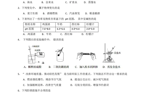 2017山东青岛化学试卷+答案(word整理版)_山东历年中考真题_山东省历年中考真题2013~2024_初中化学历年真题（2013-2024）