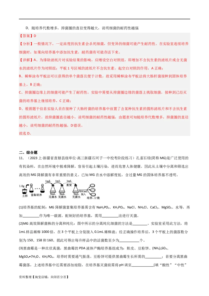 专题11发酵工程（解析版）_新高考复习资料_2024年新高考复习资料_❤专项复习资料_2024年高考生物热点&middot;重点&middot;难点专练（新高考专用）_教师版（含答案解析）