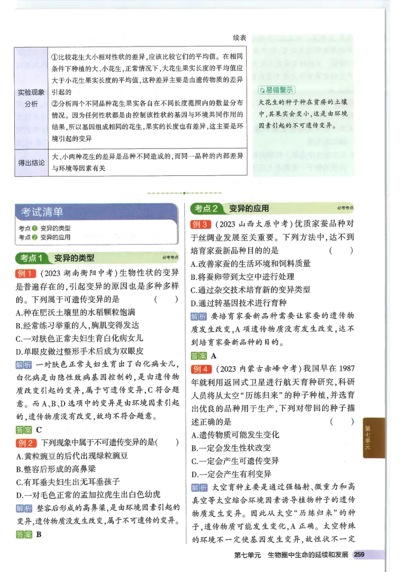 2025版《初中知识清单》-生物_《初中全科目知识点汇总》_2025初中知识清单_生物