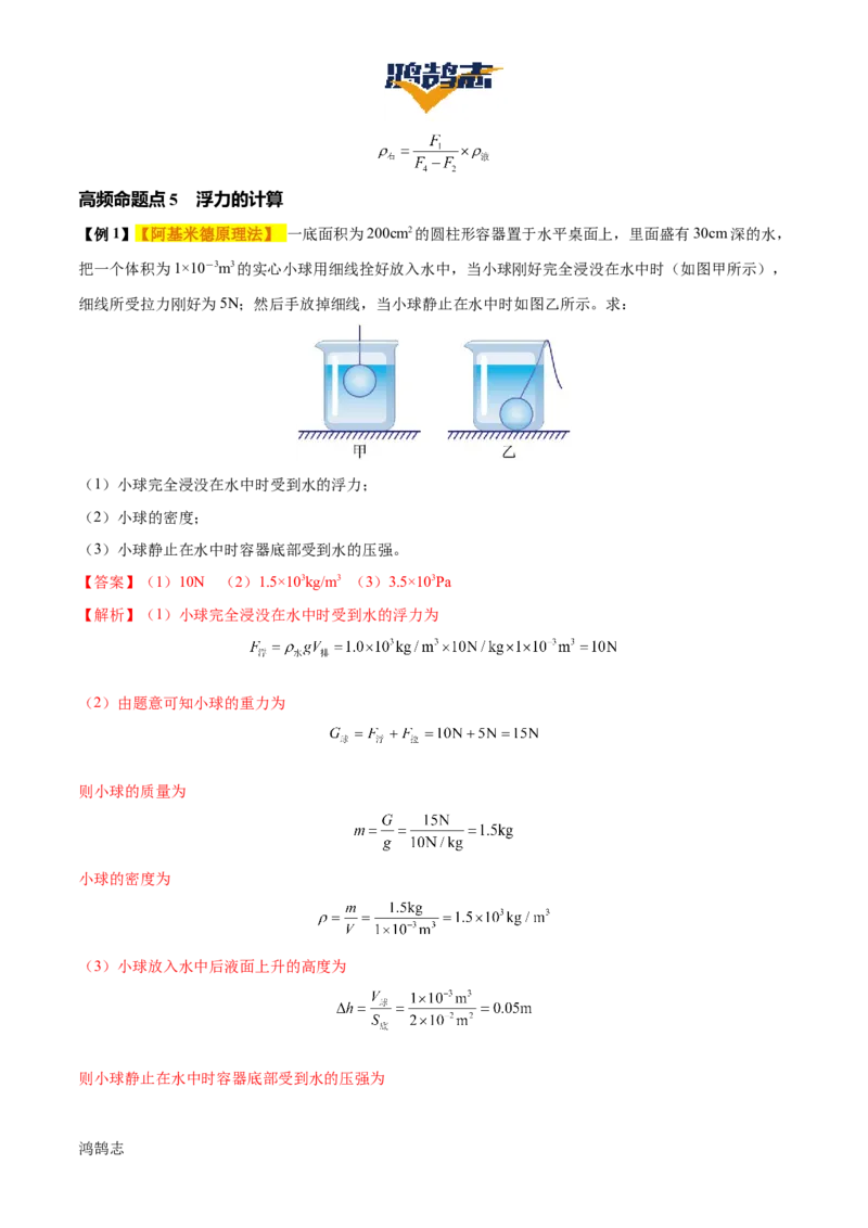专题11浮力（4大模块知识清单+4个易混易错+7种方法技巧+典例真题精析）（解析版）_8、物理总复习_物理一轮复习