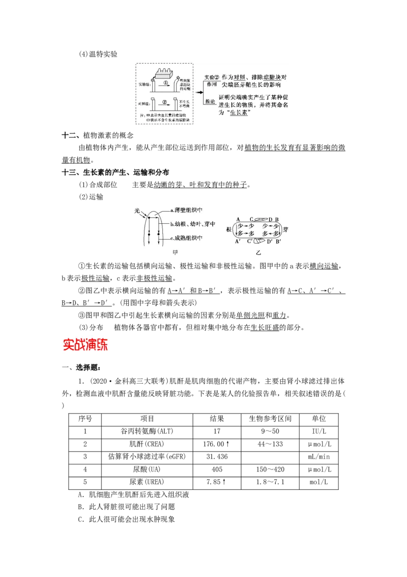 专题08生命活动的调节机制-备战2021年高考生物核心考点透析（原卷版）_新高考复习资料_2021年新高考资料_备战2021年高考生物核心考点透析