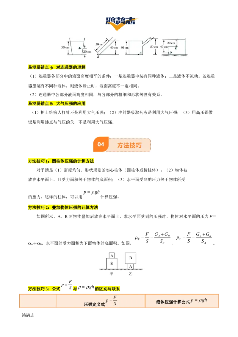 专题10压强（4大模块知识清单+5个易混易错+5种方法技巧+典例真题精析）（解析版）_8、物理总复习_物理一轮复习