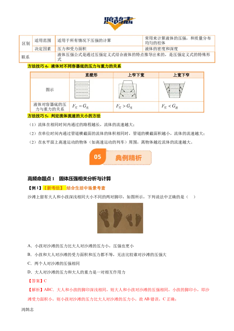 专题10压强（4大模块知识清单+5个易混易错+5种方法技巧+典例真题精析）（解析版）_8、物理总复习_物理一轮复习