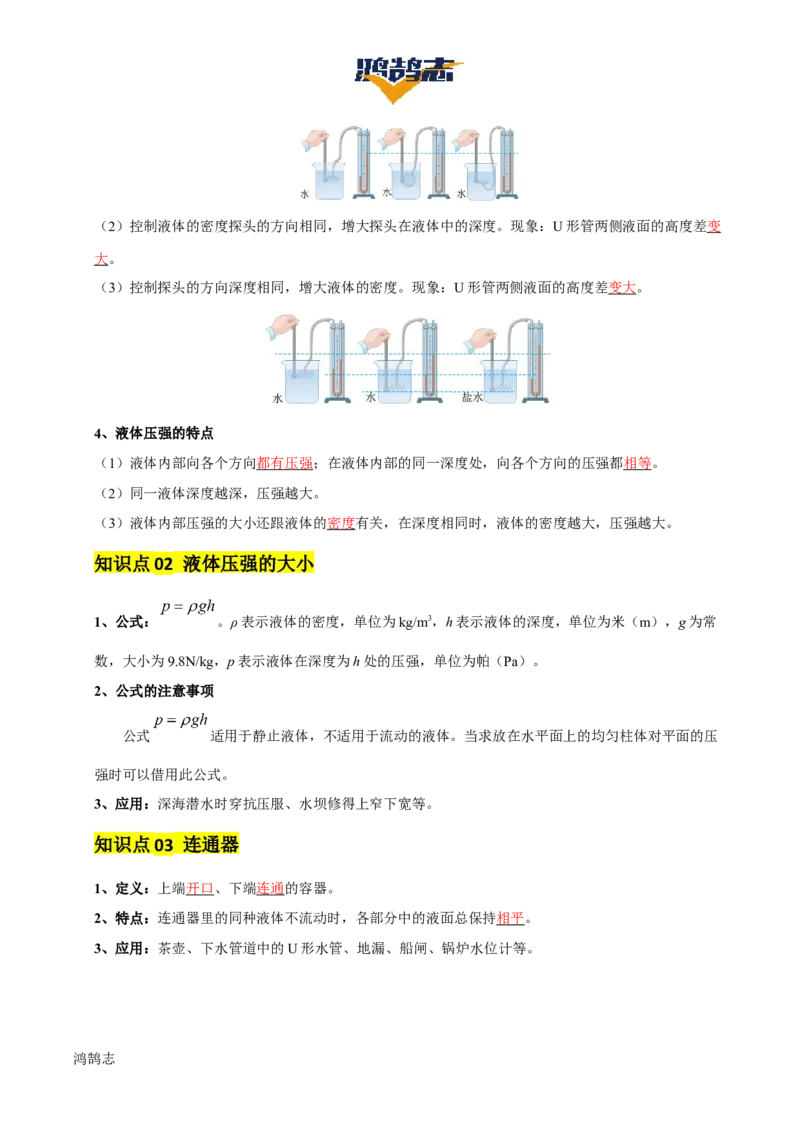 专题10压强（4大模块知识清单+5个易混易错+5种方法技巧+典例真题精析）（解析版）_8、物理总复习_物理一轮复习