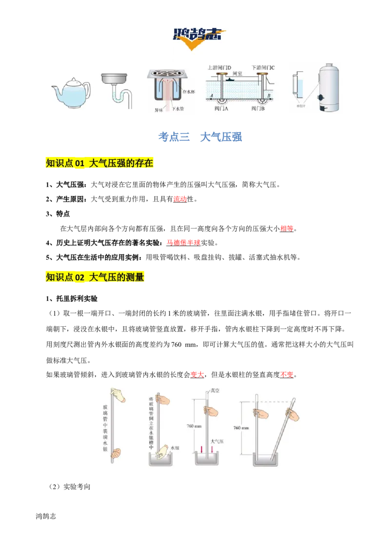 专题10压强（4大模块知识清单+5个易混易错+5种方法技巧+典例真题精析）（解析版）_8、物理总复习_物理一轮复习