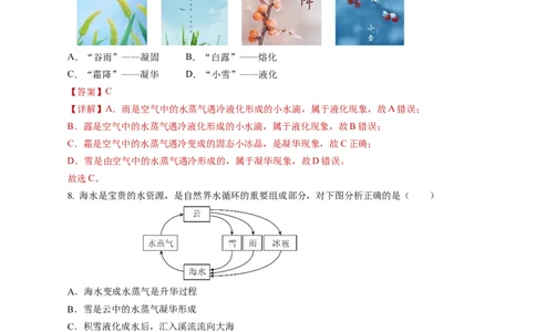 第三章物态变化（单元测试）解析版_初物_八年级上下册+九年级全一册物理_八年级物理上册_单元测试（完）