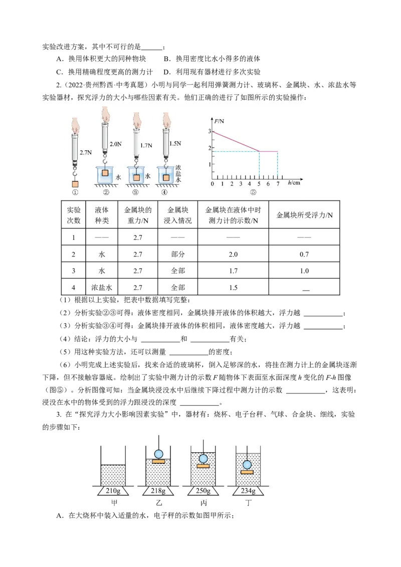 专题19实验探究题（力学）（讲练）原卷版_8、物理总复习_8.中考物理总复习_2024年中考复习资料_二轮复习资料_完2024年中考物理二轮复习课件+讲义+练习（全国通用）