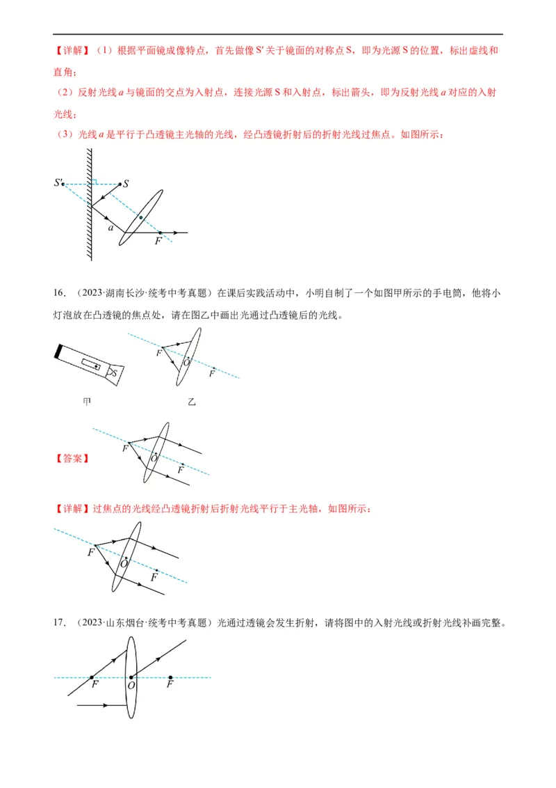 专题5透镜及其应用《透镜及其应用》章末综合训练（教师版）_8、物理总复习_8.中考物理总复习_2024年中考复习资料_专项复习资料_完三年（2021&mdash;2023）中考真题分项精编（全国通用）