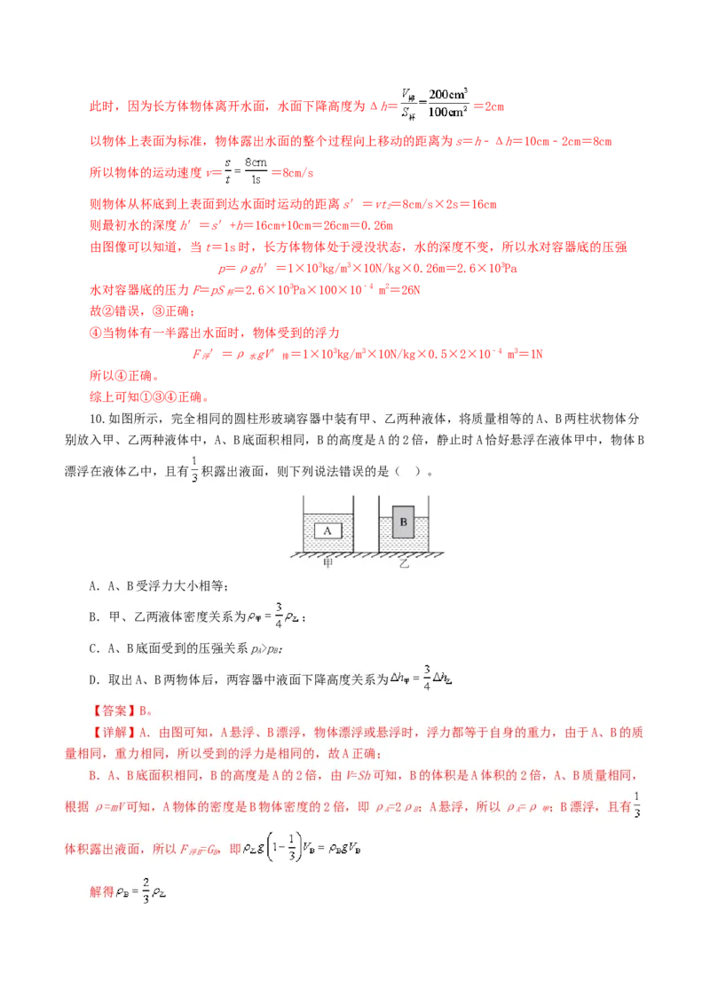 专题11浮力（测试）（解析版）_8、物理总复习_2024年中考复习资料_一轮复习_课件+讲义+练习2024年中考物理一轮复习讲练测（全国通用）_配套练习（原卷版+解析版）