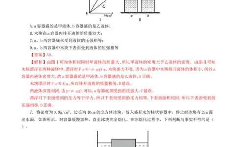 专题11浮力（测试）（解析版）_8、物理总复习_2024年中考复习资料_一轮复习_课件+讲义+练习2024年中考物理一轮复习讲练测（全国通用）_配套练习（原卷版+解析版）