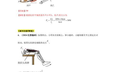 专题10简单机械（解析版）_初物_八年级上下册+九年级全一册物理_八年级物理上册_全套教学资源_课件教案2_中考真题_3.2024年全国中考真题分类汇编_专题10简单机械