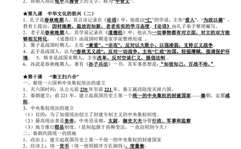 （最全）初中历史知识点归纳汇总_《初中全科目知识点汇总》_初中知识点总结