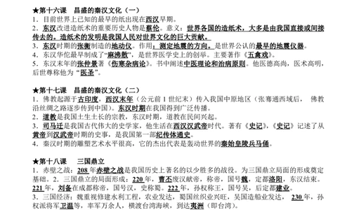 （最全）初中历史知识点归纳汇总_《初中全科目知识点汇总》_初中知识点总结
