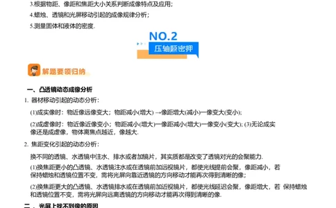压轴题12光学密度难点分析（原卷版）_8、物理总复习_2024年中考复习资料_三轮复习_2024年中考物理压轴题专项训练（全国通用）