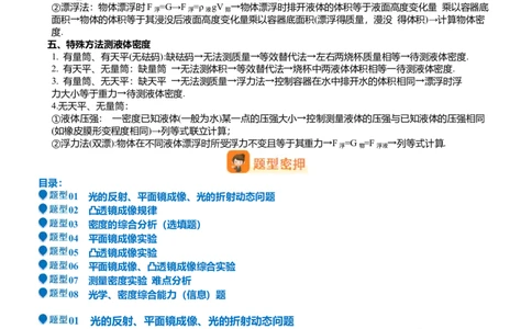 压轴题12光学密度难点分析（原卷版）_8、物理总复习_2024年中考复习资料_三轮复习_2024年中考物理压轴题专项训练（全国通用）