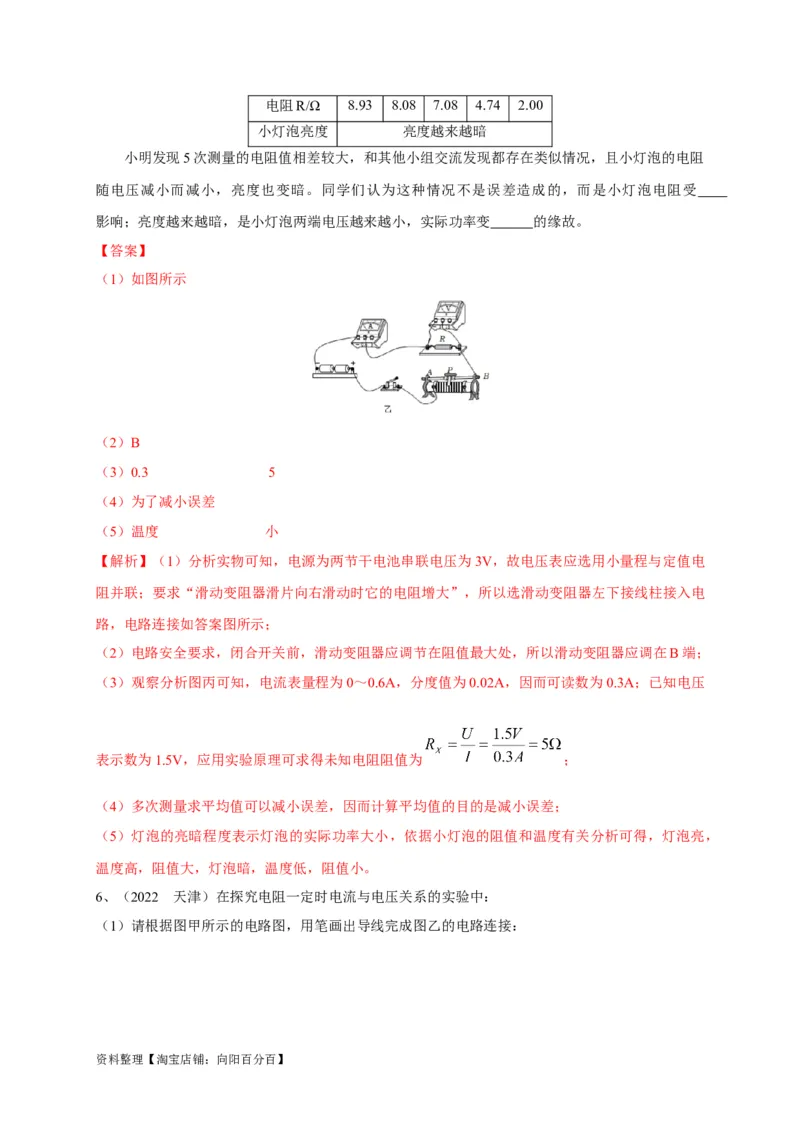 专题24伏安法应用攻略解析版_8、物理总复习_8.中考物理总复习_2023年中考复习资料_专项复习_2023年中考物理重难点瓶颈突破（难点剖析+真题汇编+原创预测）（全国通用）_解析版