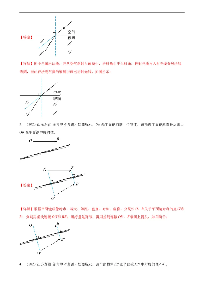 光学作图专项训练（教师版）_8、物理总复习_8.中考物理总复习_2024年中考复习资料_专项复习资料_完三年（2021&mdash;2023）中考真题分项精编（全国通用）_专项训练