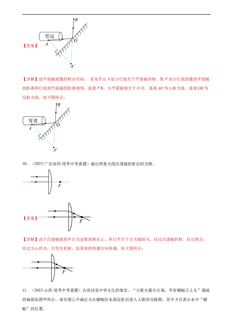 光学作图专项训练（教师版）_8、物理总复习_8.中考物理总复习_2024年中考复习资料_专项复习资料_完三年（2021&mdash;2023）中考真题分项精编（全国通用）_专项训练