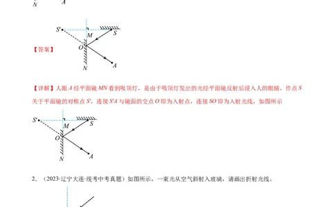 光学作图专项训练（教师版）_8、物理总复习_8.中考物理总复习_2024年中考复习资料_专项复习资料_完三年（2021&mdash;2023）中考真题分项精编（全国通用）_专项训练