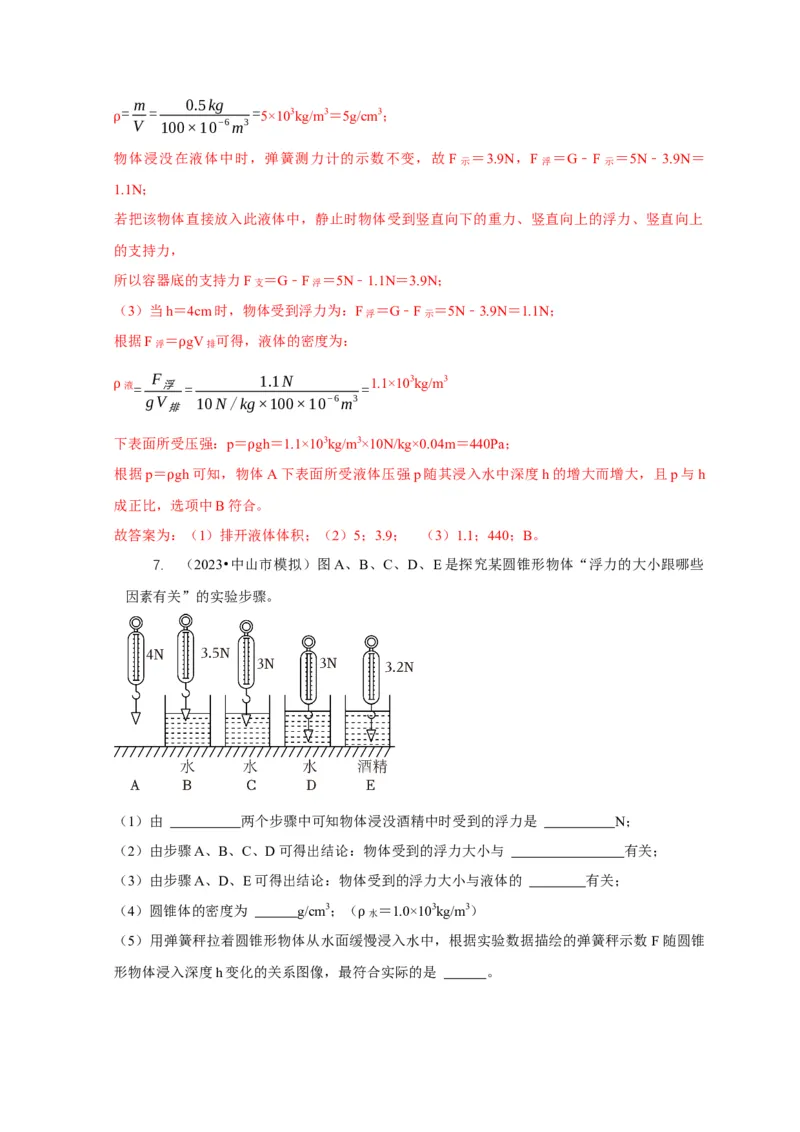 专题8浮力应用：测量物体的密度（解析版）_8、物理总复习_2024年中考复习资料_二轮复习_2024年中考物理二轮专项复习核心考点讲解与必刷题型汇编