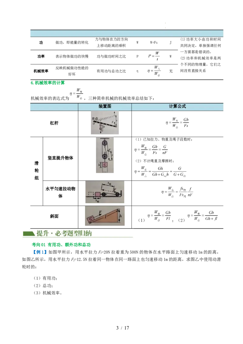 专题14机械效率（2考点+6考向）（讲义）（解析版）_8、物理总复习_8.中考物理总复习_2024年中考复习资料_一轮复习资料_完2024年中考物理一轮复习课件+讲义+练习（全国通用）