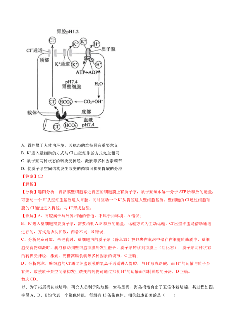 黄金卷05（解析版）-赢在高考&middot;黄金8卷备战2024年高考生物模拟卷（河北专用）_2024年新高考资料_4.2024高考模拟预测试卷
