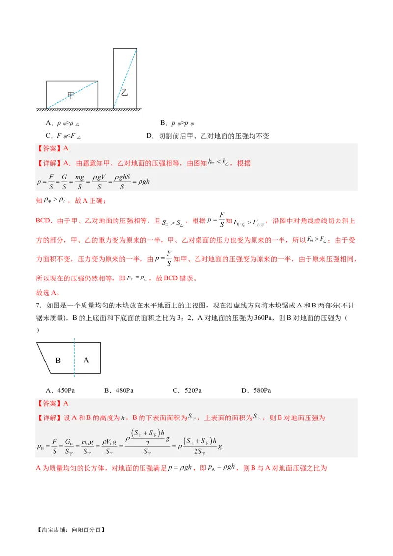 专题10压力与压强（解析版）_8、物理总复习_2024年中考复习资料_一轮复习_完备战2024年中考物理一轮复习考点帮（全国通用）_教师版（含答案解析）