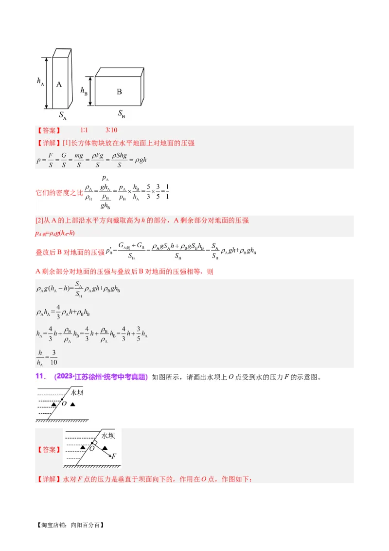 专题10压力与压强（解析版）_8、物理总复习_2024年中考复习资料_一轮复习_完备战2024年中考物理一轮复习考点帮（全国通用）_教师版（含答案解析）