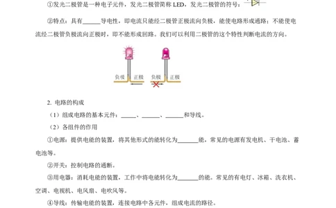 第十五章电流和电路（知识清单）-（人教版）（学生版）_初物_八年级上下册+九年级全一册物理_九年级物理全一册_知识清单