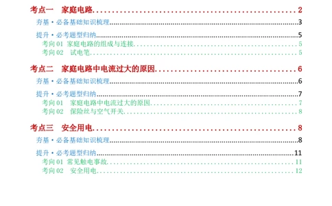 专题19生活用电（3考点+6考向）（讲义）（原卷版）_8、物理总复习_2024年中考复习资料_一轮复习_课件+讲义+练习2024年中考物理一轮复习讲练测（全国通用）