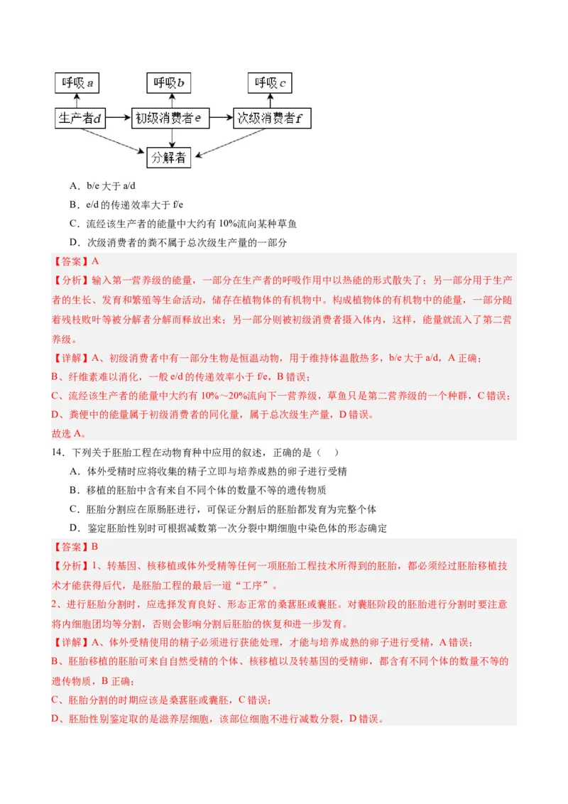 黄金卷08（解析版）-赢在高考&middot;黄金8卷备战2024年高考生物模拟卷（辽宁专用）_2024年新高考资料_4.2024高考模拟预测试卷
