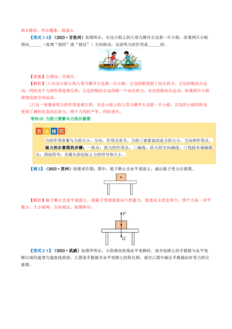专题08力（讲义）（解析版）_8、物理总复习_8.中考物理总复习_2024年中考复习资料_一轮复习资料_完2024年中考物理一轮复习课件+讲义+练习（全国通用）_配套讲义（原卷版+解析版）