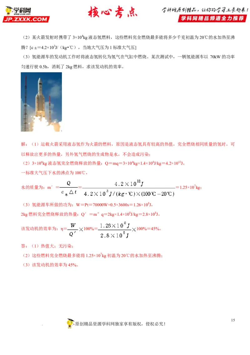 专题27内能的利用（解析版）-2022年中考物理二轮专项复习核心考点突破与必刷题型汇编（全国通用）_8、物理总复习_8.中考物理总复习_2022年中考复习资料