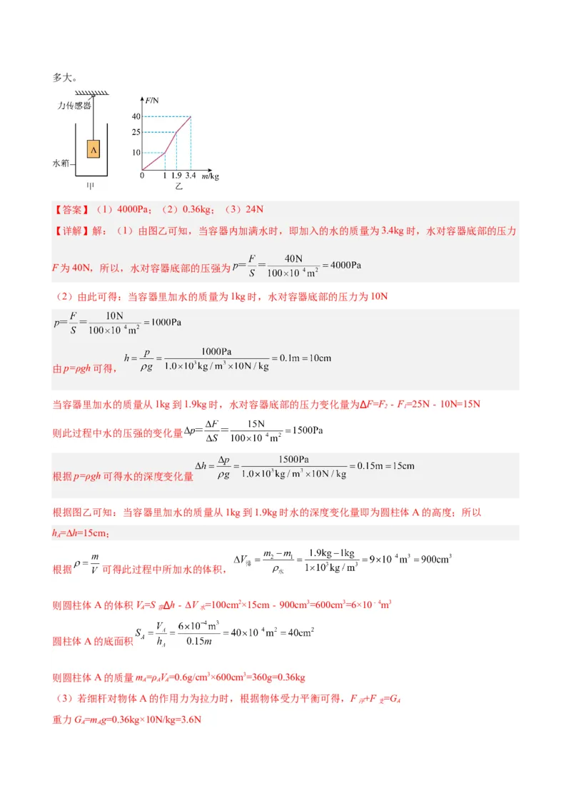 专题16压强与浮力的综合（解析版）_8、物理总复习_8.中考物理总复习_2024年中考复习资料_一轮复习资料_完备战2024年中考物理一轮复习讲义练习（全国通用）_教师版（含答案解析）