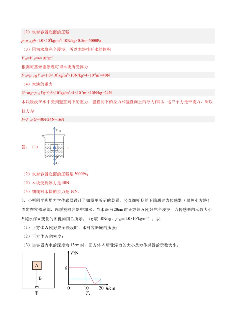 专题16压强与浮力的综合（解析版）_8、物理总复习_8.中考物理总复习_2024年中考复习资料_一轮复习资料_完备战2024年中考物理一轮复习讲义练习（全国通用）_教师版（含答案解析）