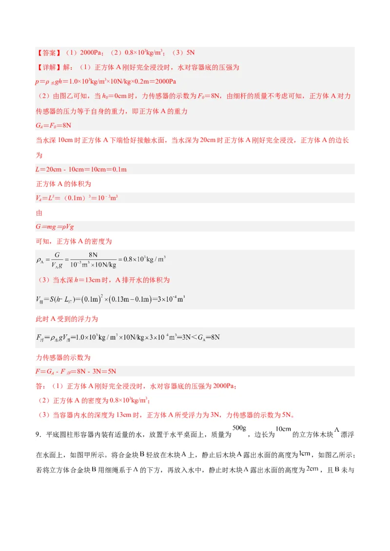 专题16压强与浮力的综合（解析版）_8、物理总复习_8.中考物理总复习_2024年中考复习资料_一轮复习资料_完备战2024年中考物理一轮复习讲义练习（全国通用）_教师版（含答案解析）