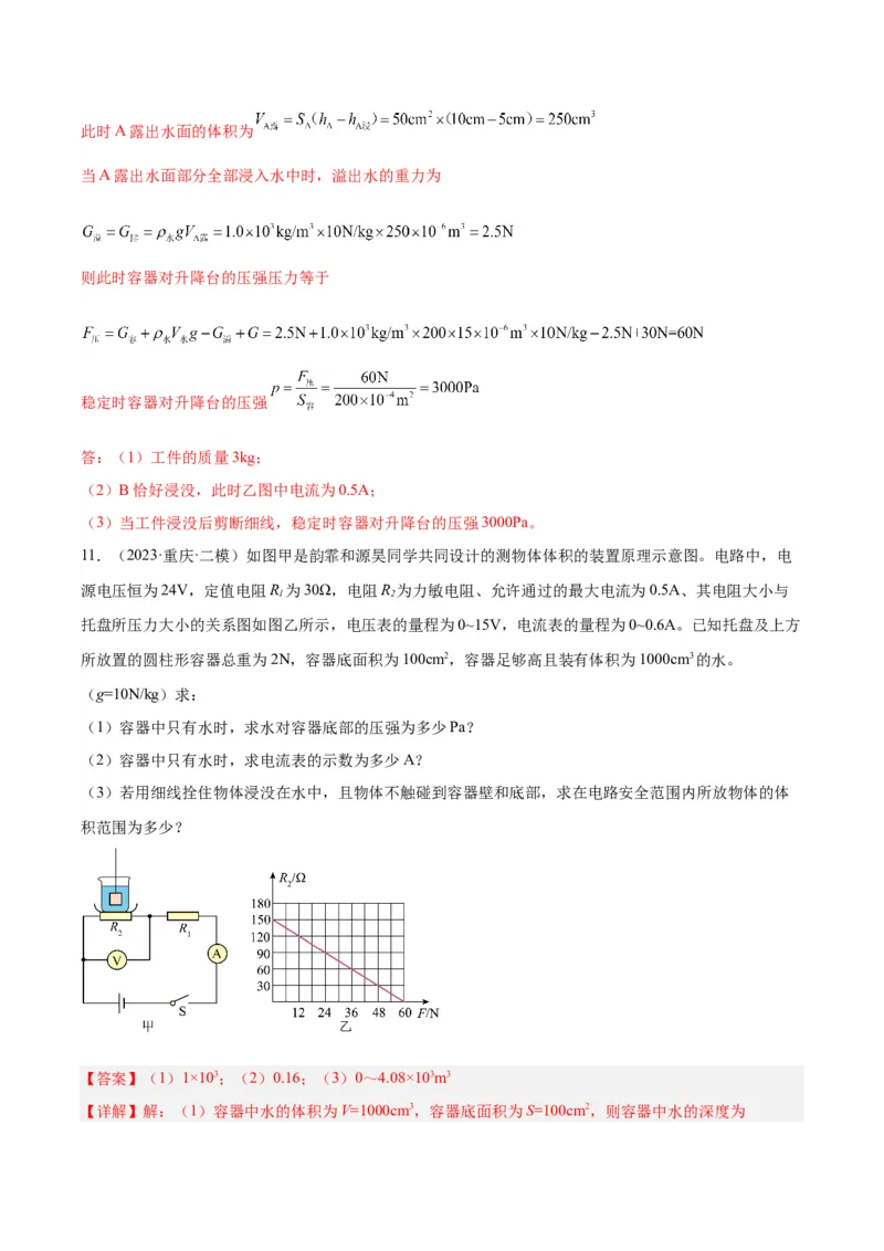 专题16压强与浮力的综合（解析版）_8、物理总复习_8.中考物理总复习_2024年中考复习资料_一轮复习资料_完备战2024年中考物理一轮复习讲义练习（全国通用）_教师版（含答案解析）