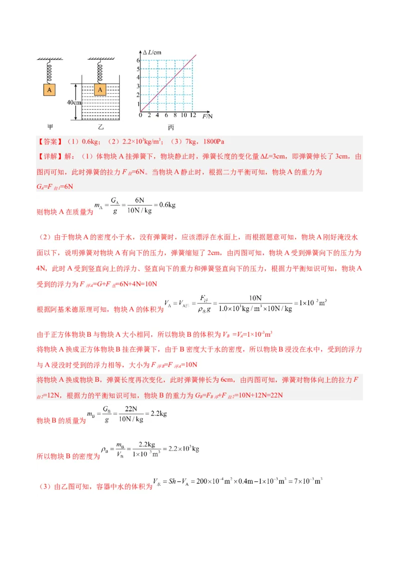 专题16压强与浮力的综合（解析版）_8、物理总复习_8.中考物理总复习_2024年中考复习资料_一轮复习资料_完备战2024年中考物理一轮复习讲义练习（全国通用）_教师版（含答案解析）