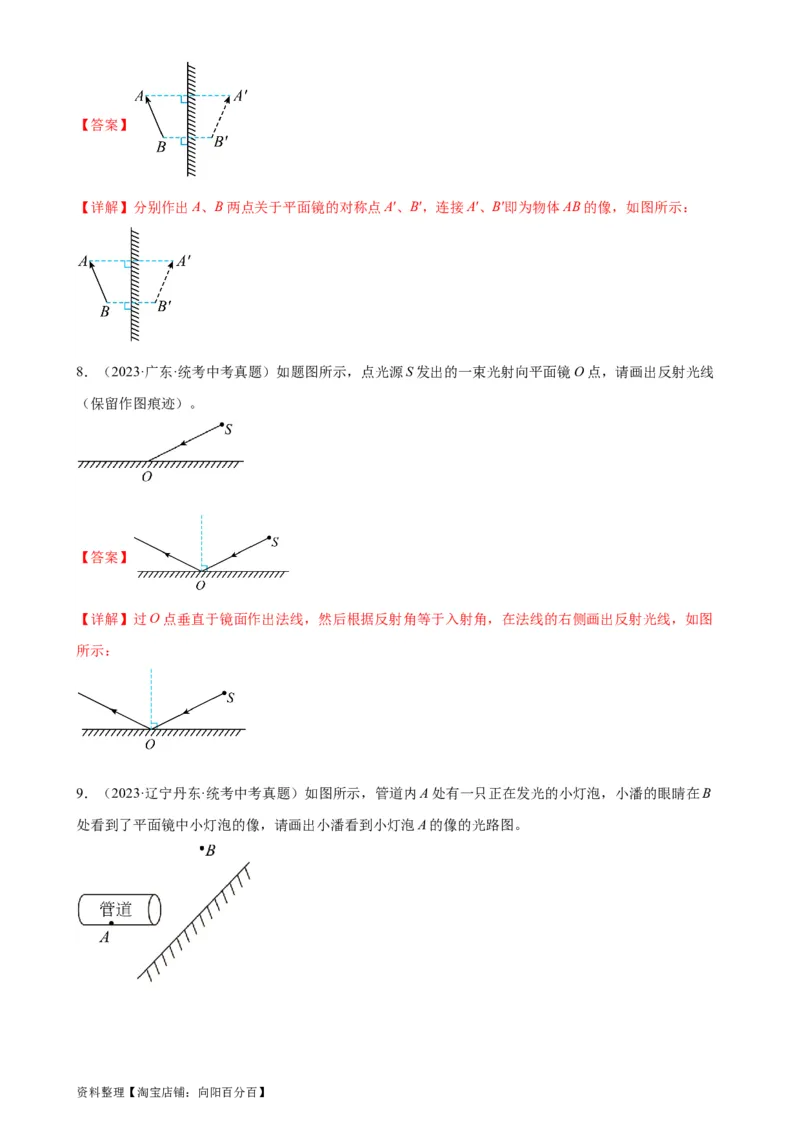 光学作图专项训练（教师版）_8、物理总复习_2024年中考复习资料_专项复习资料_完三年（2021&mdash;2023）中考真题分项精编（全国通用）_专项训练+章末综合检测（学生版+教师版）_专项训练