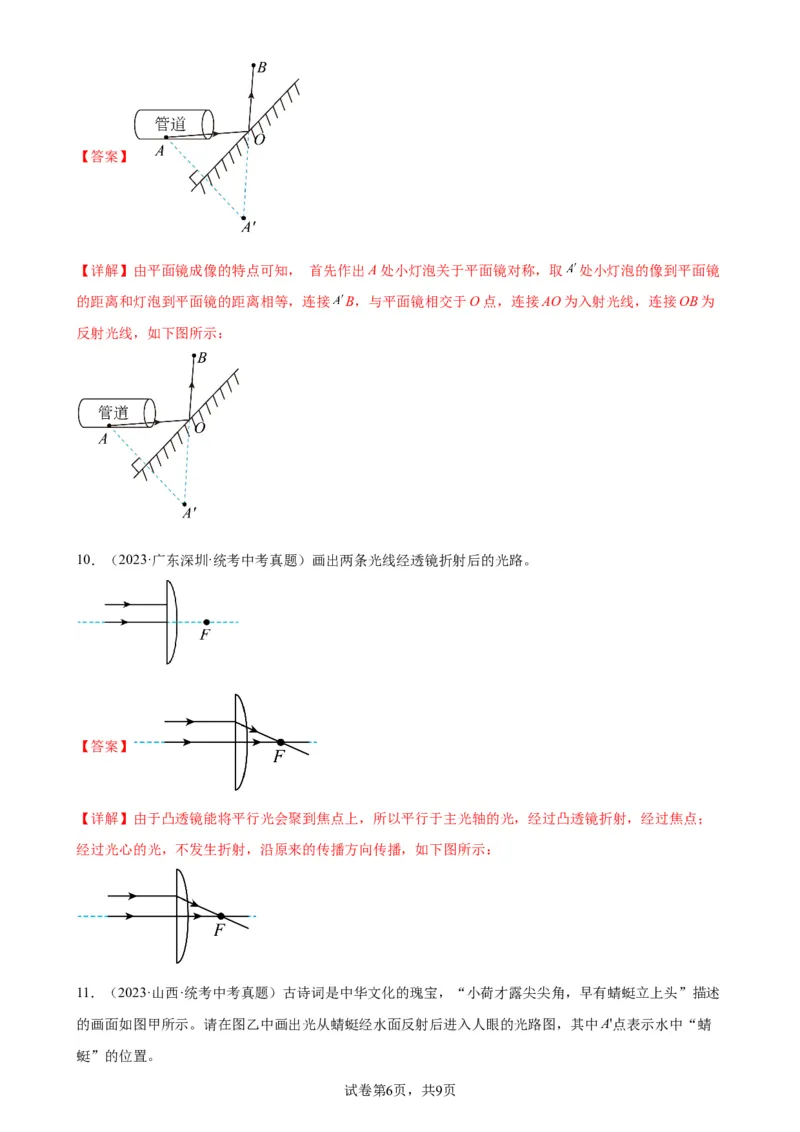 光学作图专项训练（教师版）_8、物理总复习_2024年中考复习资料_专项复习资料_完三年（2021&mdash;2023）中考真题分项精编（全国通用）_专项训练+章末综合检测（学生版+教师版）_专项训练