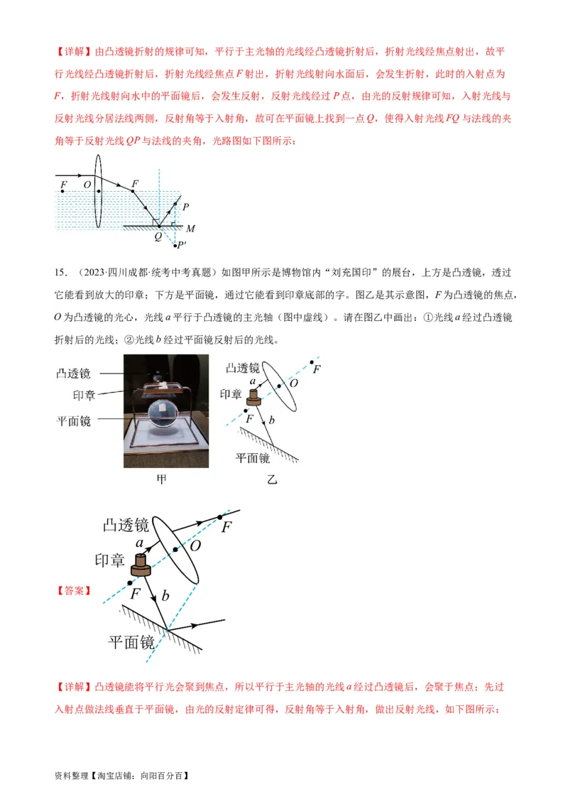 光学作图专项训练（教师版）_8、物理总复习_2024年中考复习资料_专项复习资料_完三年（2021&mdash;2023）中考真题分项精编（全国通用）_专项训练+章末综合检测（学生版+教师版）_专项训练