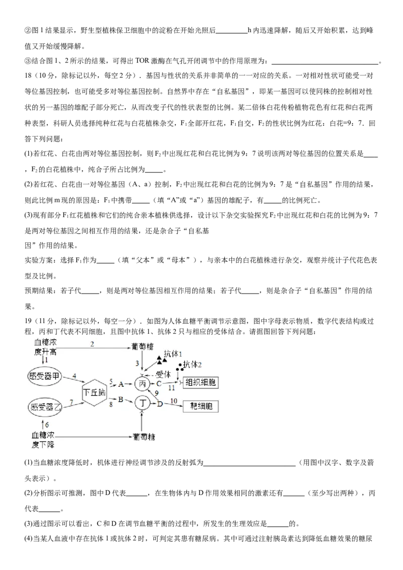 黄金卷05（原卷版）_2024年新高考资料_4.2024高考模拟预测试卷_赢在高考&middot;黄金8卷备战2024年高考生物模拟卷（湖南专用）31263208
