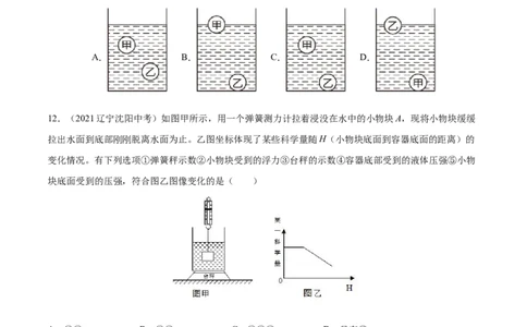 专题10浮力真题强化训练（原卷版）_8、物理总复习_8.中考物理总复习_2022年中考复习资料_2022年中考物理一轮复习金讲练267905642